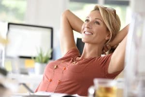 woman relaxing in office